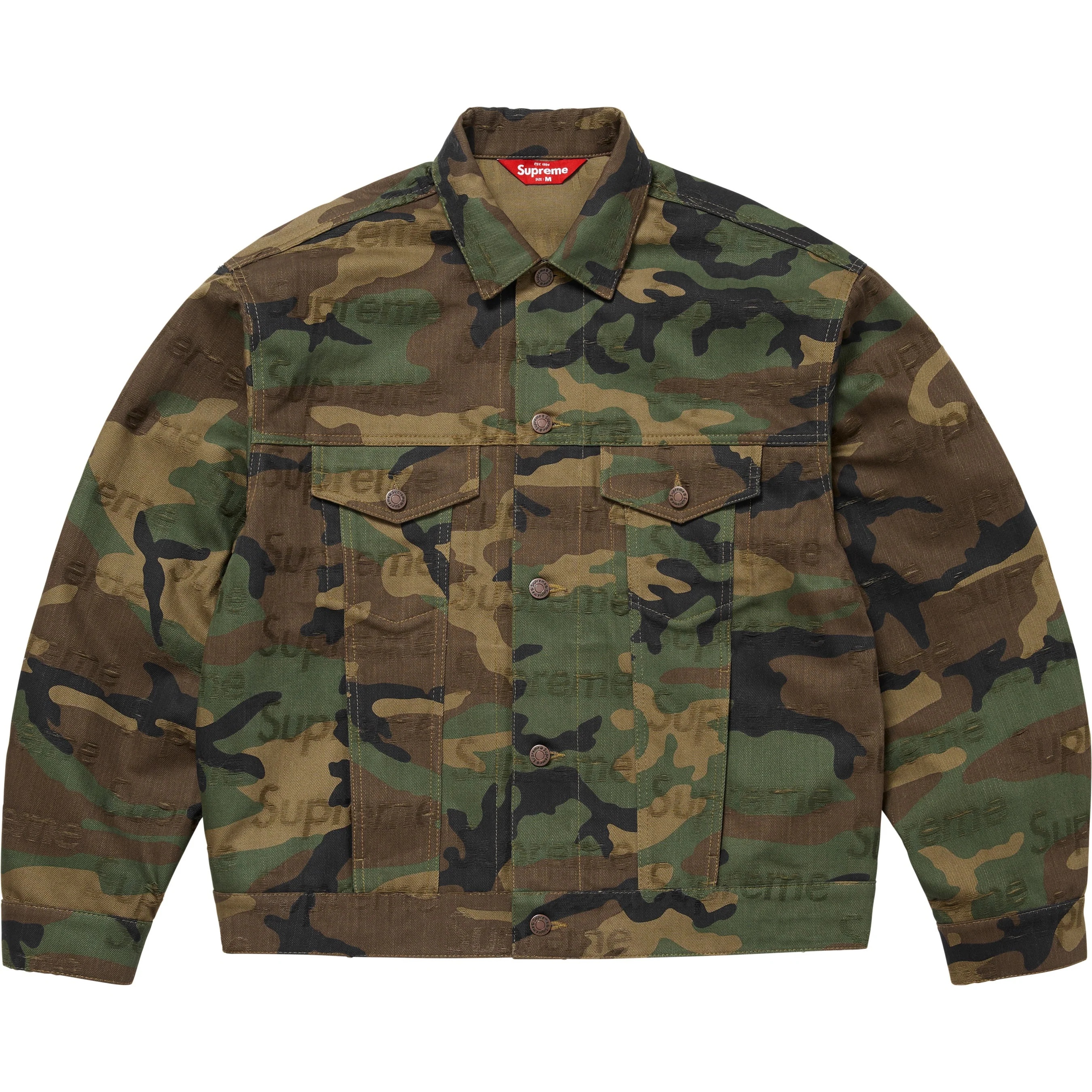 Jacquard Logos Denim Trucker Jacket view 3